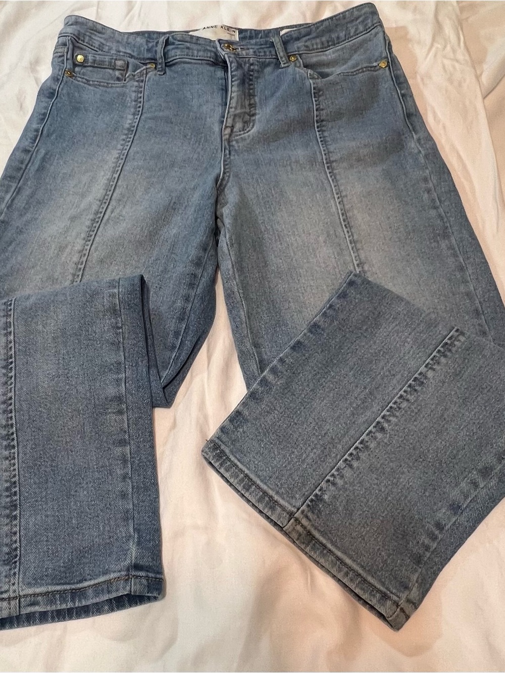 Anne Klein Light Blue Straight-Leg Jeans